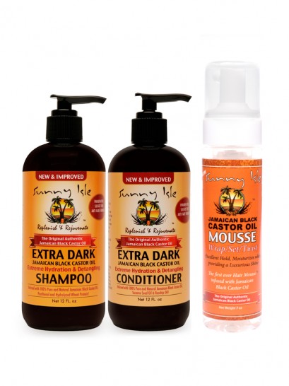 SUNNY ISLE JBCO INTENSIVE REPAIR MASQUE WITH EXTRA DARK HYDRATION & DETANGLING SHAMPOO AND CONDITIONER 12OZ KIT